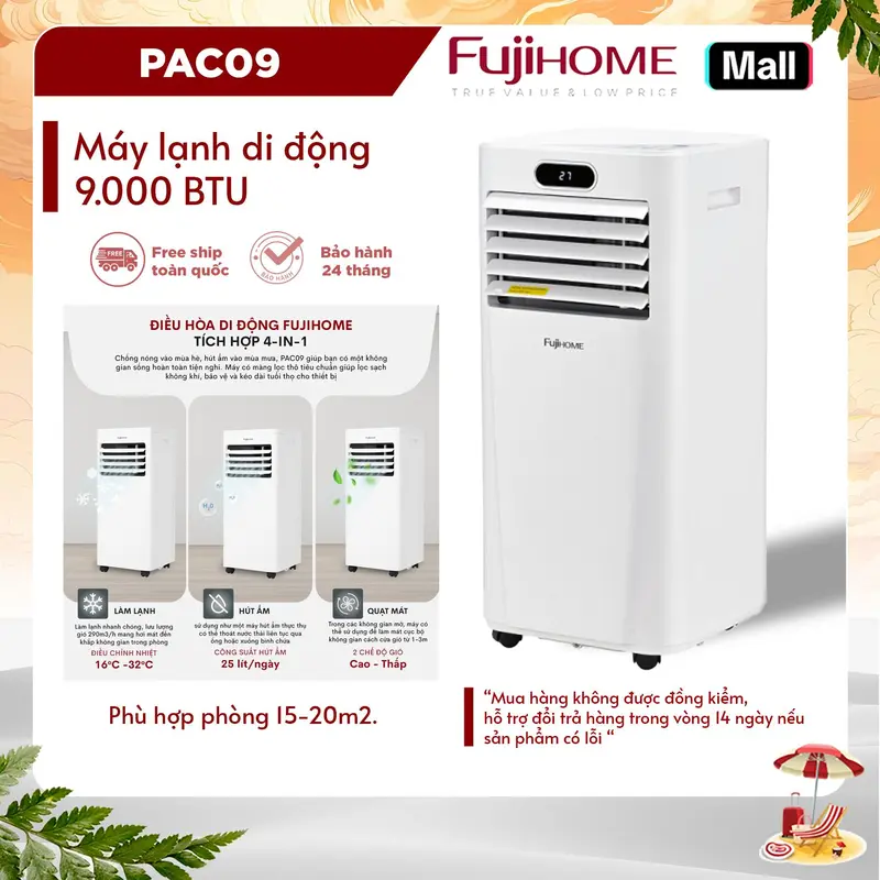 Máy lạnh đứng di động FUJIHOME PAC09 Máy lạnh đứng di động FUJIHOME PAC09