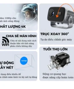Máy chiếu mini 670PRO Full HD 4k 8800 Lumens, Mini Projector 670pro