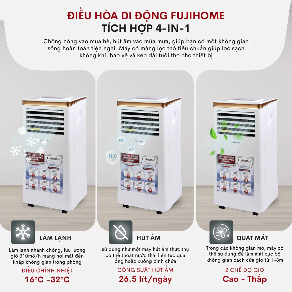 Máy lạnh di động FUJIHOME MPAC14 14000BTU Máy lạnh di động FUJIHOME MPAC10 10000BTU